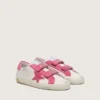 Junior Old School in cream leather with pink suede star and inserts