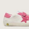 Junior Old School in cream leather with pink suede star and inserts