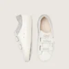 Junior Old School in white leather with metallic silver leather star and silver crystal inserts