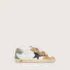 Junior Old School with black leather star and beige and green suede inserts