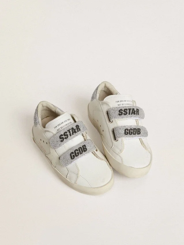 Junior Old School with silver Swarovski crystal heel tab and straps