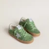 Junior Super-Star in green suede with baby blue star and heel tab