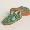 Junior Super-Star in green suede with baby blue star and heel tab