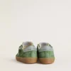 Junior Super-Star in green suede with baby blue star and heel tab