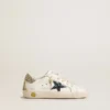 Junior Super-Star in leather with glitter star and heel tab