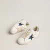 Junior Super-Star in leather with glitter star and heel tab