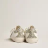 Junior Super-Star in leather with glitter star and heel tab