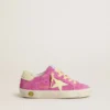 Junior Super-Star in pink suede with light yellow star and heel tab