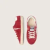 Junior Super-Star in red suede with white leather star and heel tab