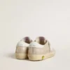 Junior Super-Star in sand-colored laminated-effect suede with white leather star