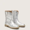 Junior Wish boots in silver metallic leather with star embroidery