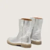 Junior Wish boots in silver metallic leather with star embroidery