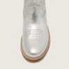 Junior Wish boots in silver metallic leather with star embroidery