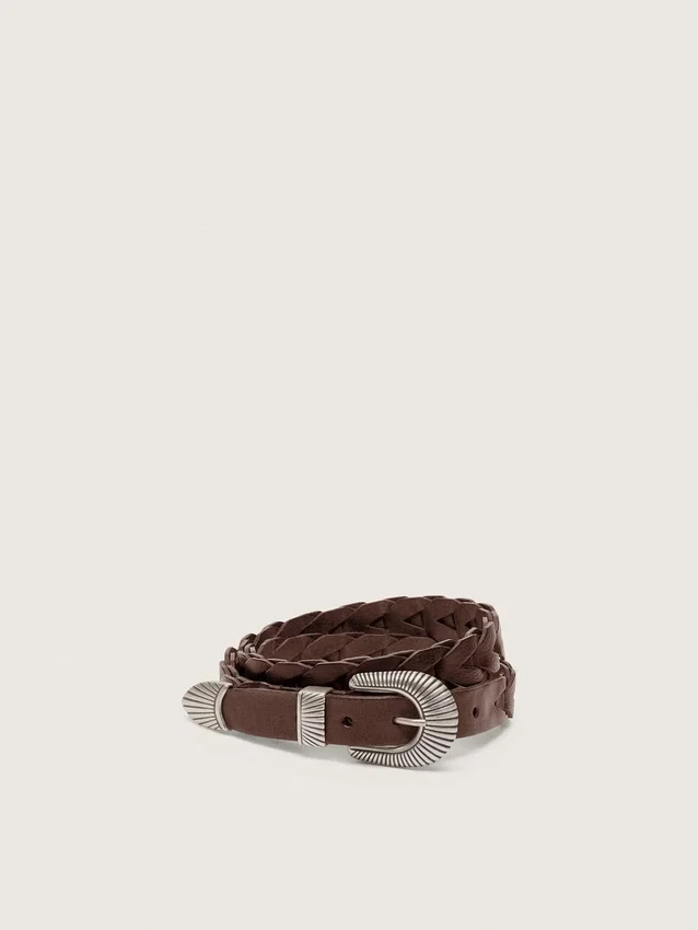 Juno belt in dark brown woven leather