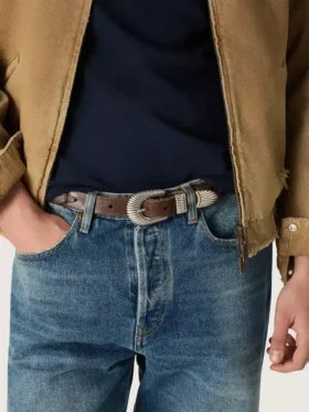 Juno belt in dark brown woven leather