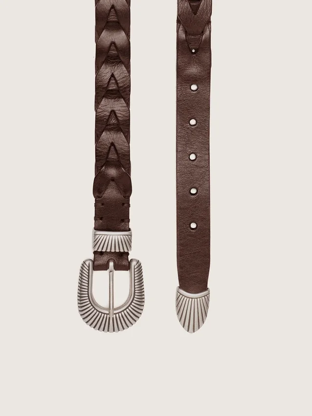 Juno belt in dark brown woven leather