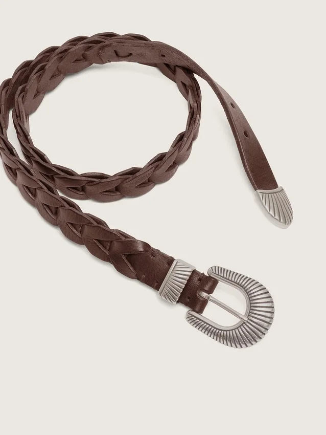 Juno belt in dark brown woven leather