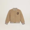 Kids beige fleece bomber jacket