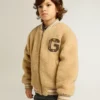 Kids beige fleece bomber jacket