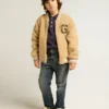 Kids beige fleece bomber jacket