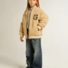 Kids beige fleece bomber jacket