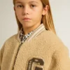Kids beige fleece bomber jacket