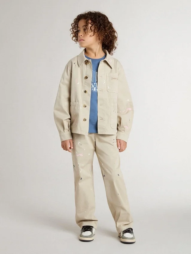 Kids’ beige jacket with multicolor splashes