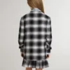 Kids' black and white checked shirt with white embroidery