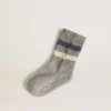 Kids’ gray socks with distressed details and worn-white and blue stripes