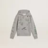 Kids’ gray sweatshirt with multicolor printed lettering