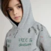 Kids’ gray sweatshirt with multicolor printed lettering