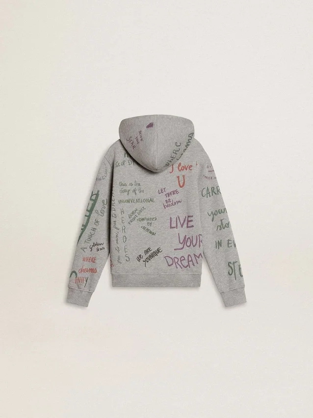 Kids’ gray sweatshirt with multicolor printed lettering