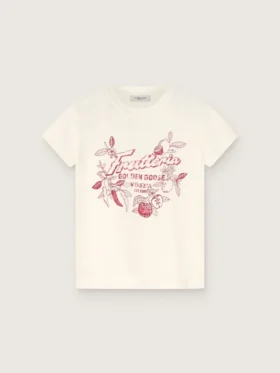 Kids' white cotton T-shirt with “Frutteria Golden” print
