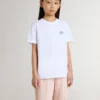 Kids’ white cotton T-shirt with silver print