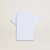 Kids’ white cotton T-shirt with silver print