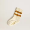 Kids’ white socks with tobacco-colored stripes