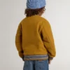 Kids’ wool bomber jacket in ochre yellow with patch