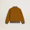 Kids’ wool bomber jacket in ochre yellow with patch