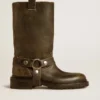 Kurt boots in black leather with silver buckle