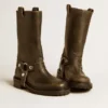 Kurt boots in black leather with silver buckle