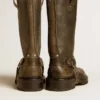 Kurt boots in black leather with silver buckle