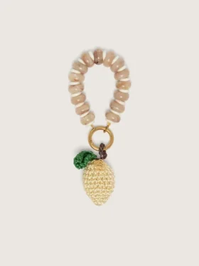 Lemon charm in cotton crochet with bead chain
