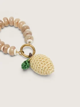 Lemon charm in cotton crochet with bead chain