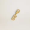 Letter B charm in gold-colored brass with crystals