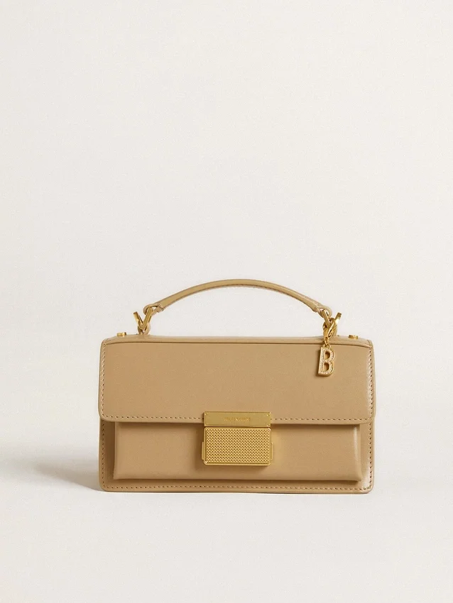 Letter B charm in gold-colored brass with crystals