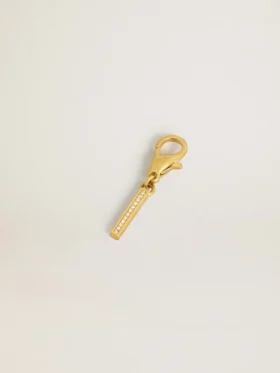 Letter I charm in gold-colored brass with crystals