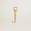 Letter J charm in gold-colored brass with crystals