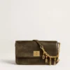 Letter R charm in gold-colored brass with crystals