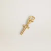 Letter T charm in gold-colored brass with crystals