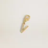 Letter V charm in gold-colored brass with crystals